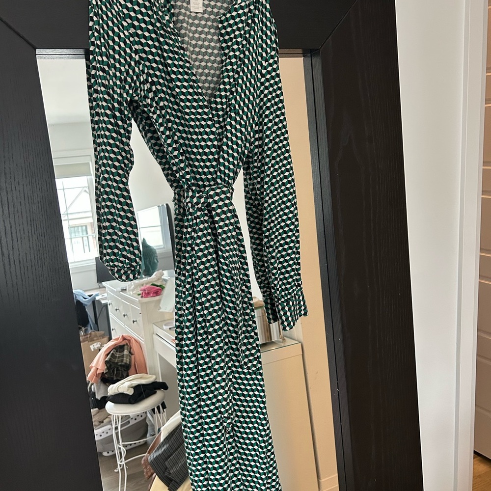 Green Patterned Wrap Dress